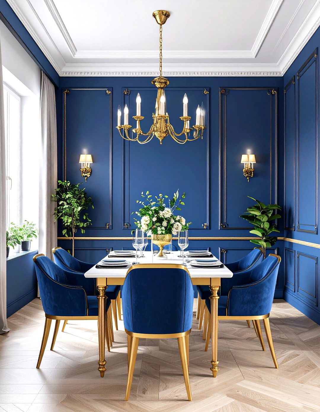 Painted Wainscoting with Metallic Accents - 24 Wainscoting Ideas