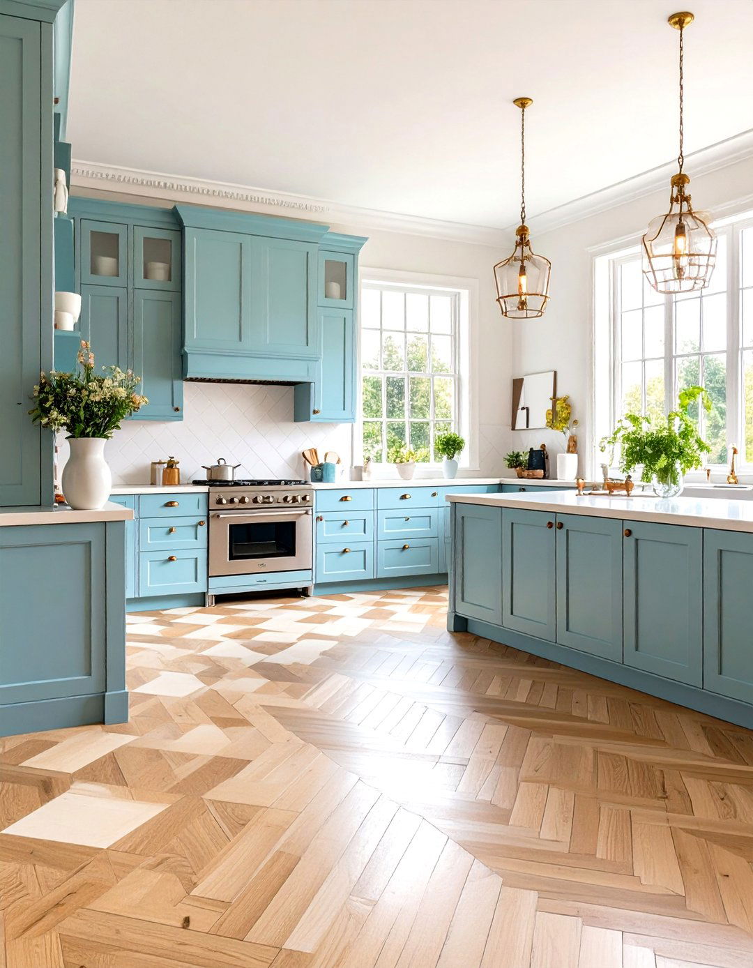 Painted Wood Harlequin Diamond Kitchen - 24 Kitchens With Checkered Floors