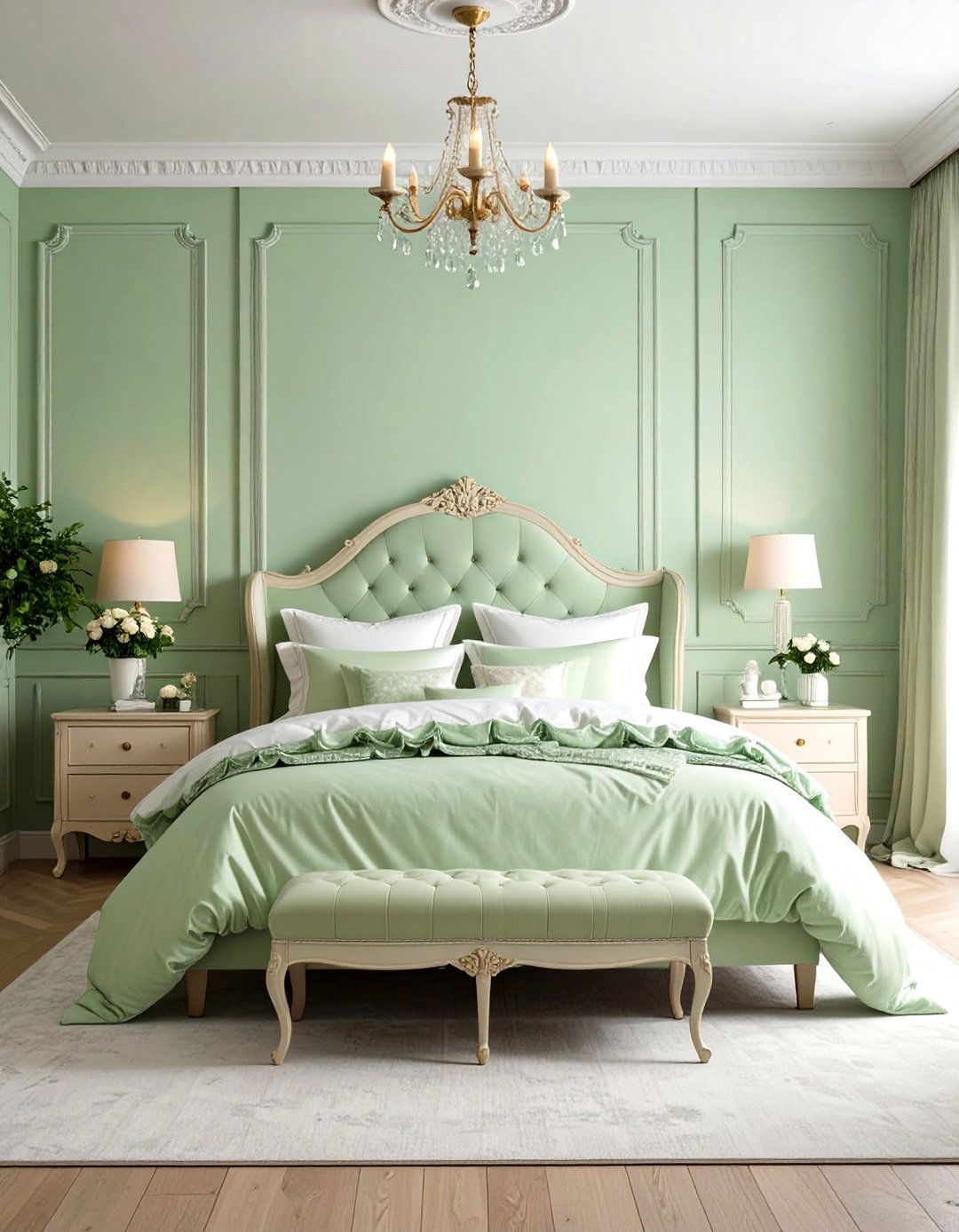 Pale Green Romantic Bedroom - 24 Light Green Bedroom Ideas