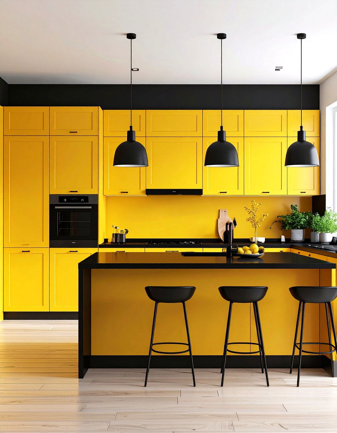 Pale Yellow Kitchen with Black Accents - 24 Pale Yellow Kitchen Ideas