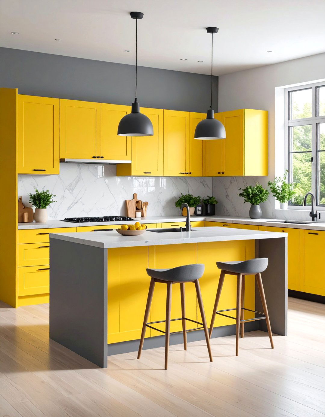Pale Yellow Kitchen with Gray Accents - 24 Pale Yellow Kitchen Ideas