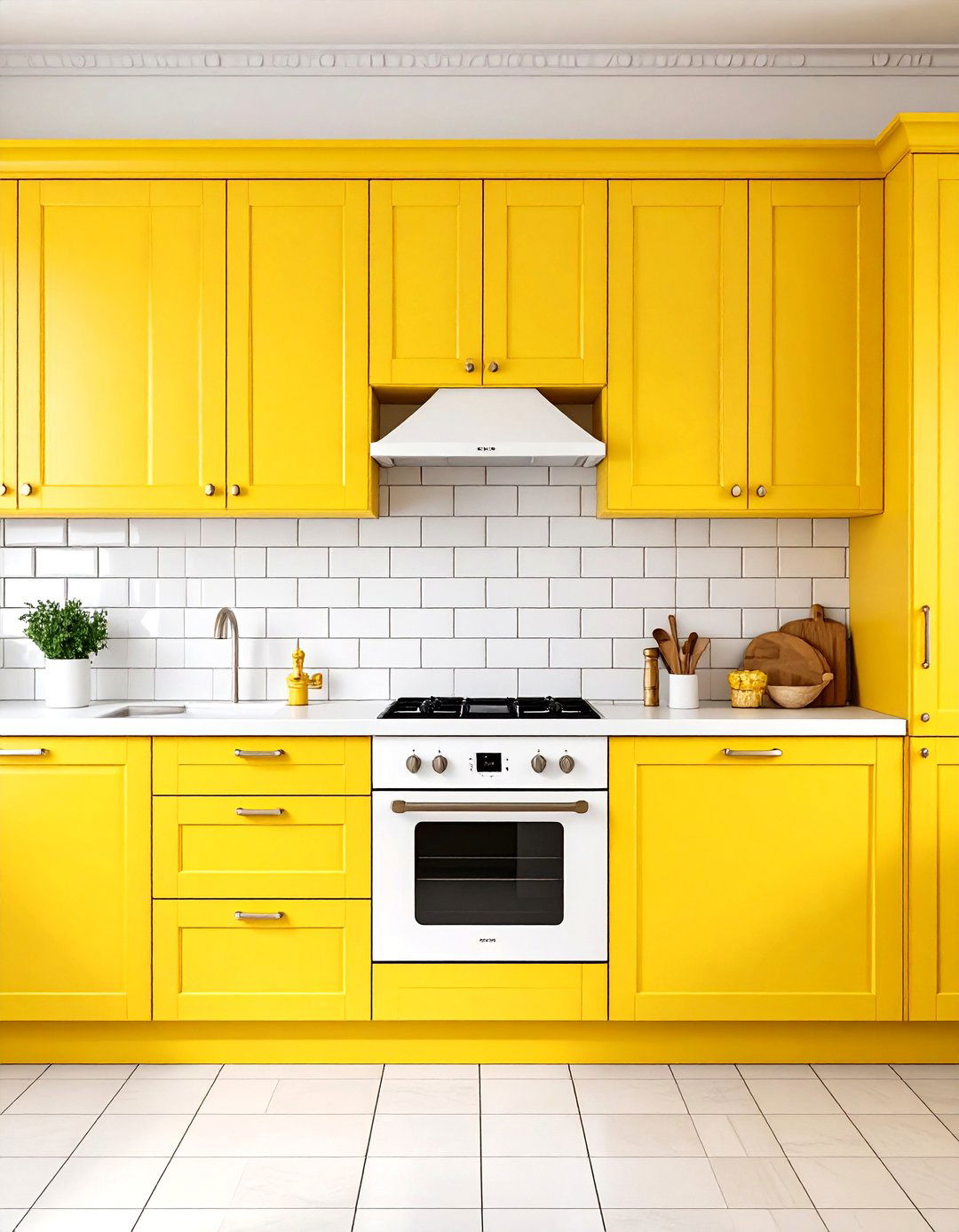 Pale Yellow Kitchen with Subway Tile Backsplash - 24 Pale Yellow Kitchen Ideas