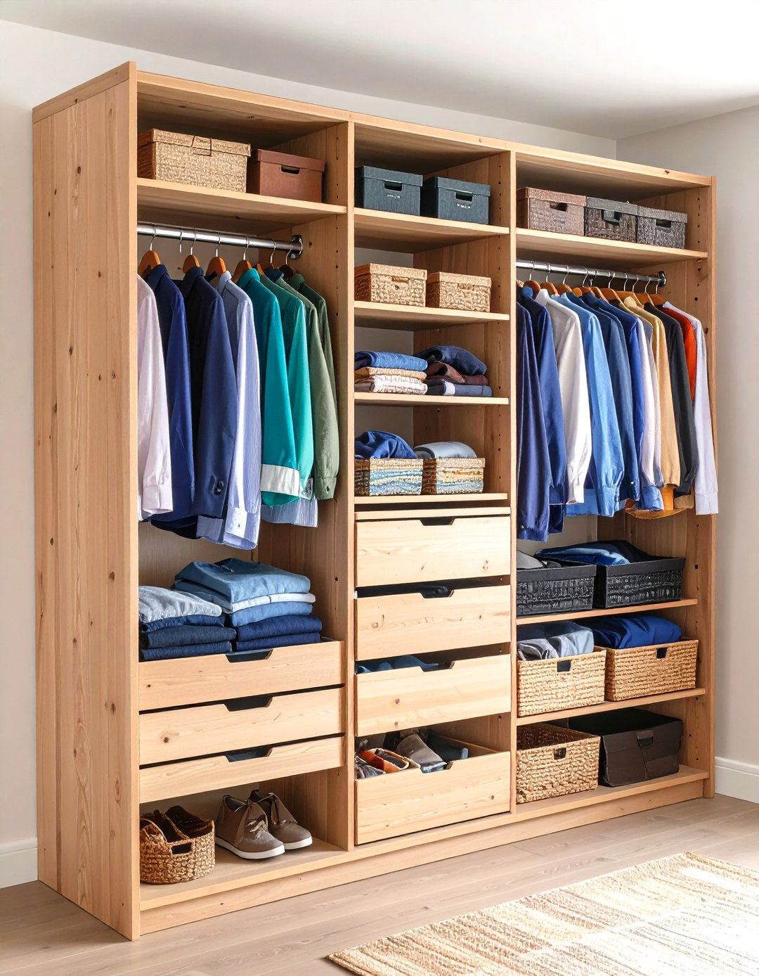 Pallet Closet Organizer with Hanging Rod System - 24 Pallet Furniture Ideas
