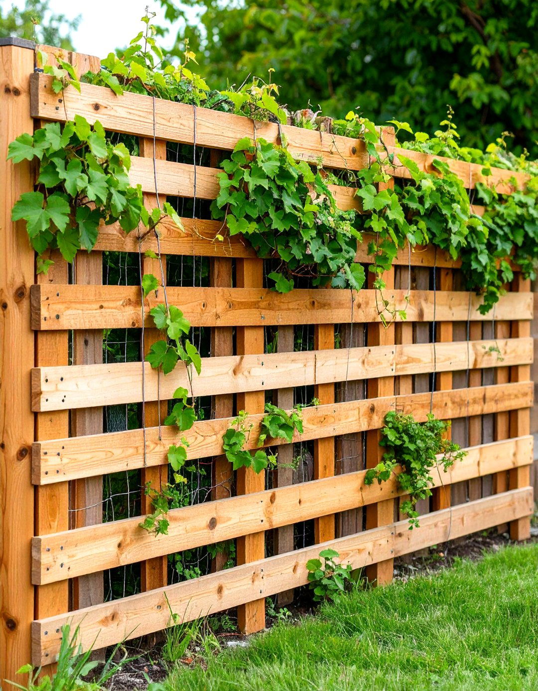 Pallet Fence With Climbing Plant Support - 24 Pallet Fence Ideas