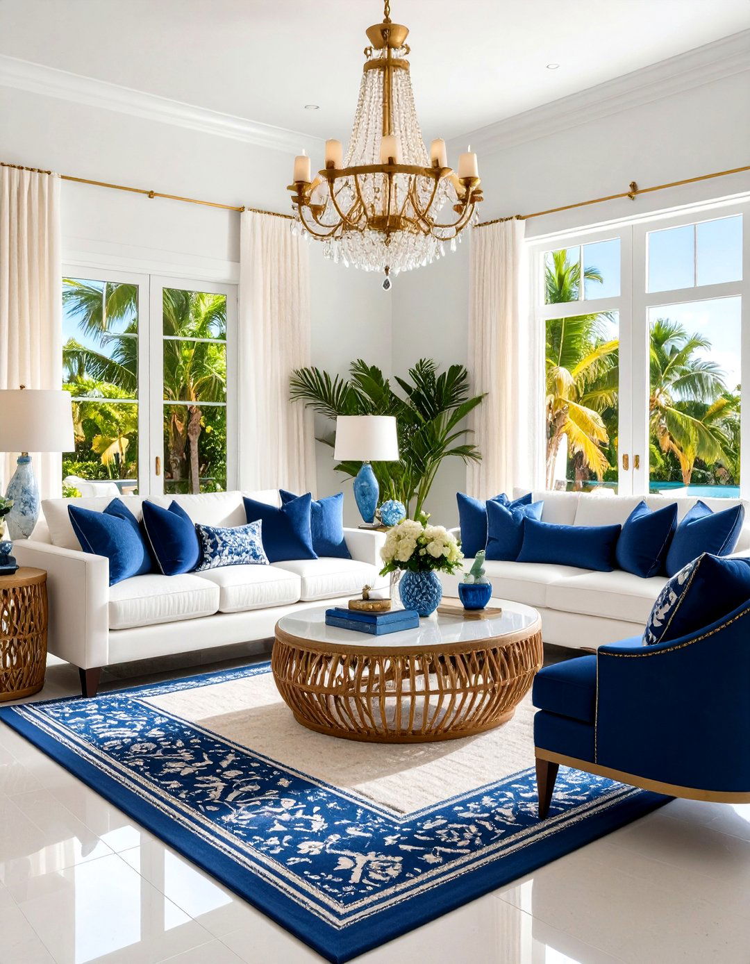 Palm Beach Glamour Design - 24 Tropical Living Room Ideas