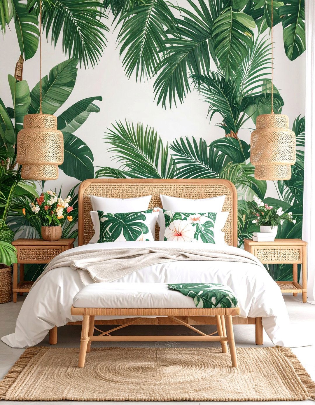 Palm Leaf Paradise Bedroom - 24 Tropical Bedroom Ideas