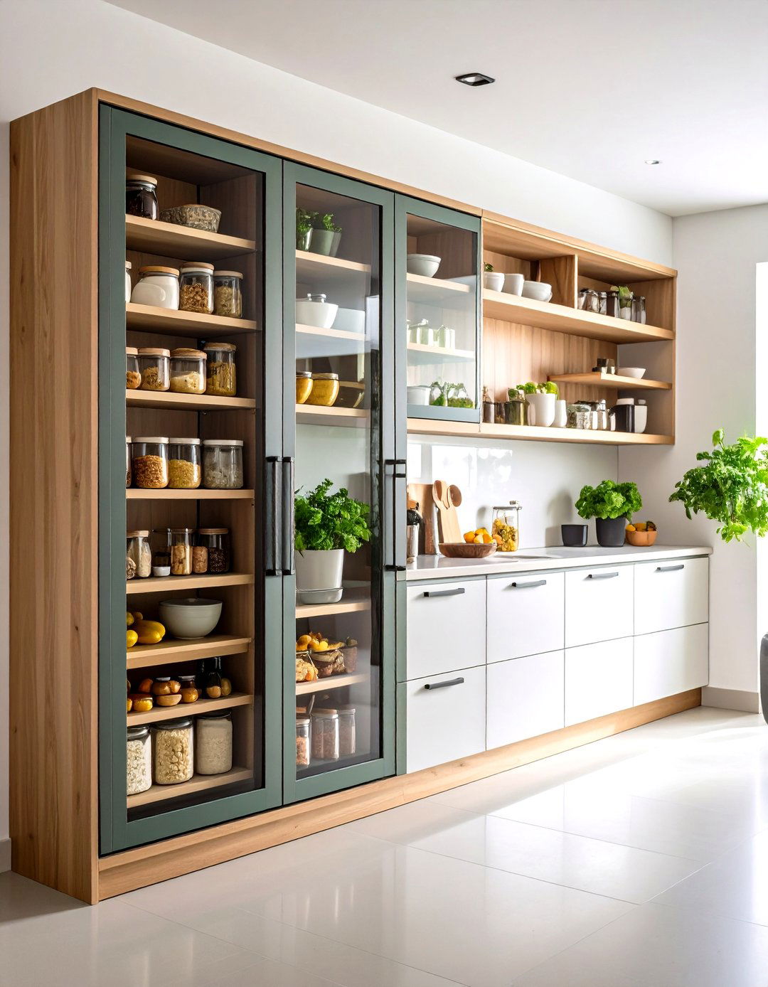 Pantry Glass Organization - 24 Modern Style Glass Kitchen Cabinets
