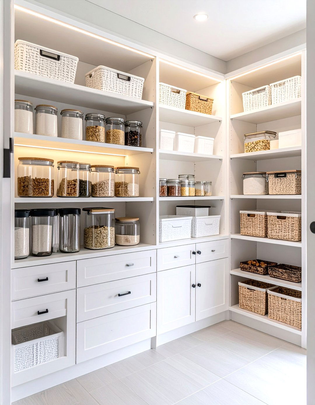Pantry Walk In Organization - 24 White Kitchen with Black Appliances Ideas