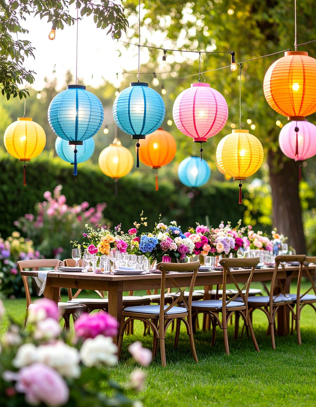 Paper Lantern Garden Party Setup - 24 Lantern Centerpiece Ideas