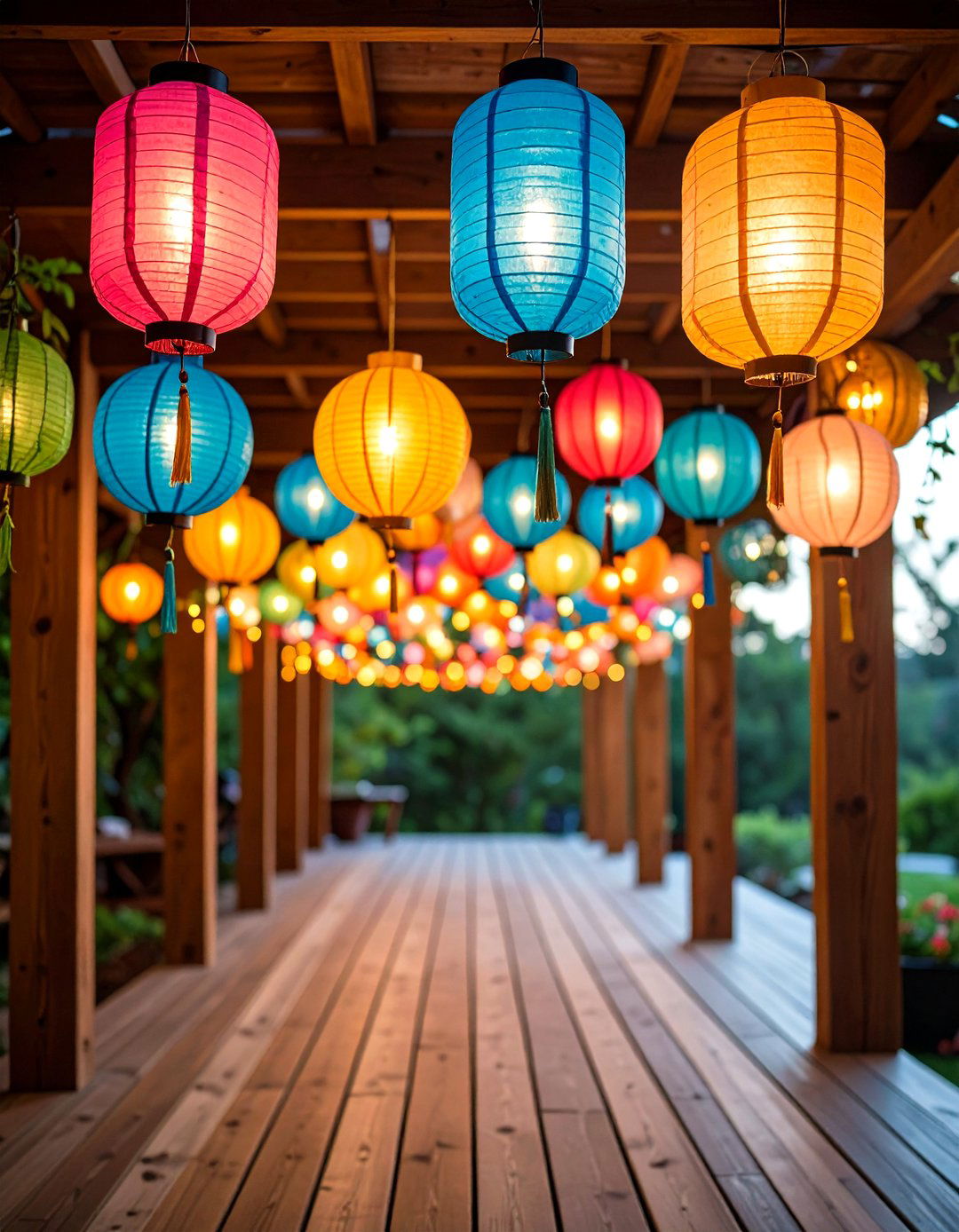 Paper Lantern Soft Illumination - 24 Pergola Lighting Ideas