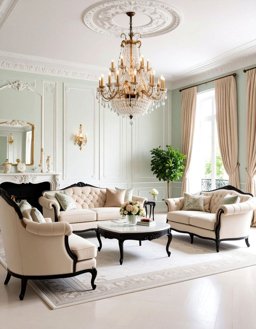 Parisian Chic Living Room - 24 Cream and Black Living Room Ideas