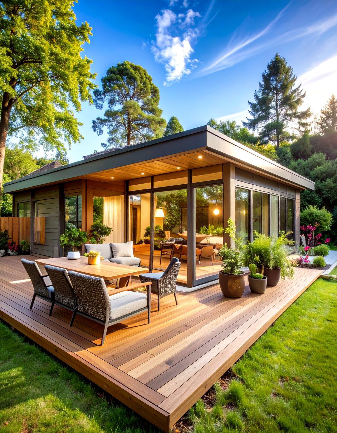 Passive Solar Sunroom with Energy Efficient Deck - 24 Sunroom and Deck Combo Ideas