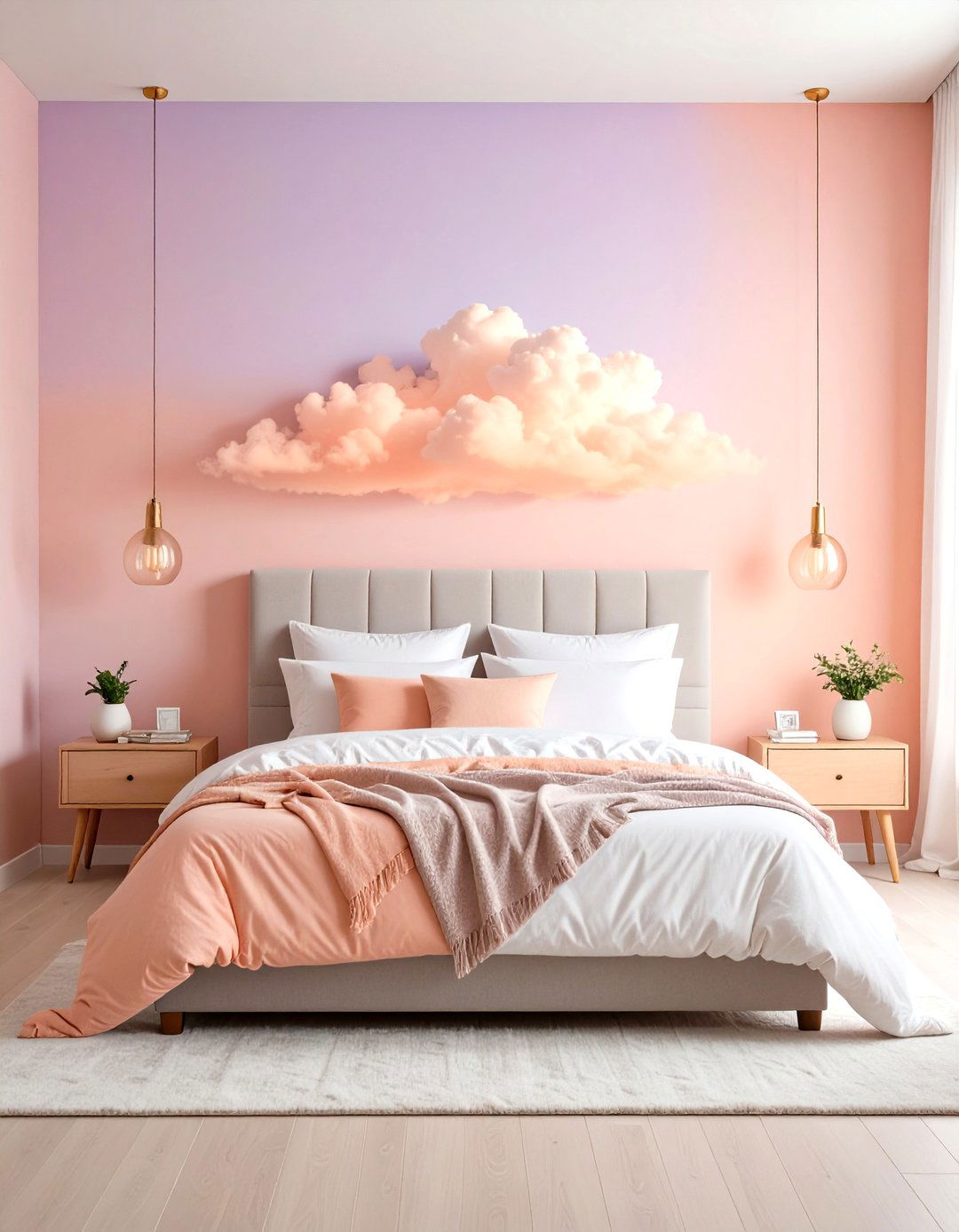 Pastel Cloud Sunset Bedroom - 24 Cloud Themed Bedroom Ideas