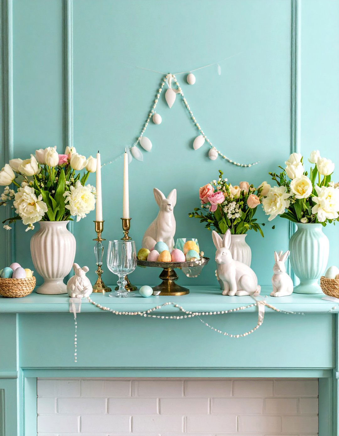 Pastel Easter Elegance - 24 Spring Mantel Decor Ideas