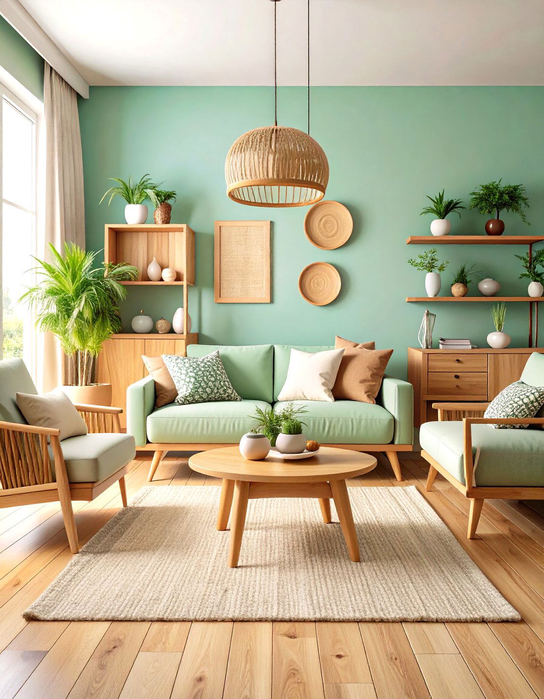 Pastel Living Room with Natural Wood Accents - 24 Pastel Living Room Ideas