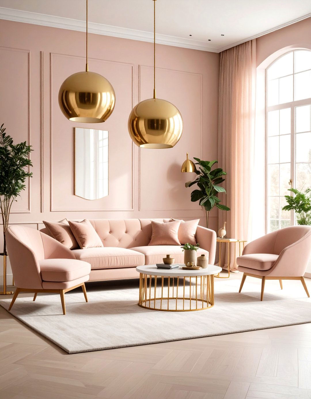 Pastel Living Room with Statement Lighting - 24 Pastel Living Room Ideas