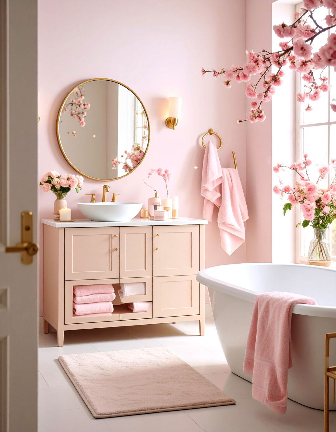 Pastel Pink Feminine Theme - 24 Dorm Bathroom Ideas