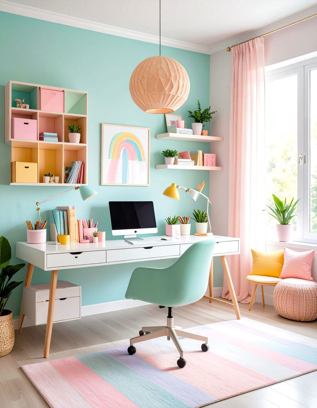 Pastel Rainbow Creative Studio Office - 24 Home Office Ideas for Her