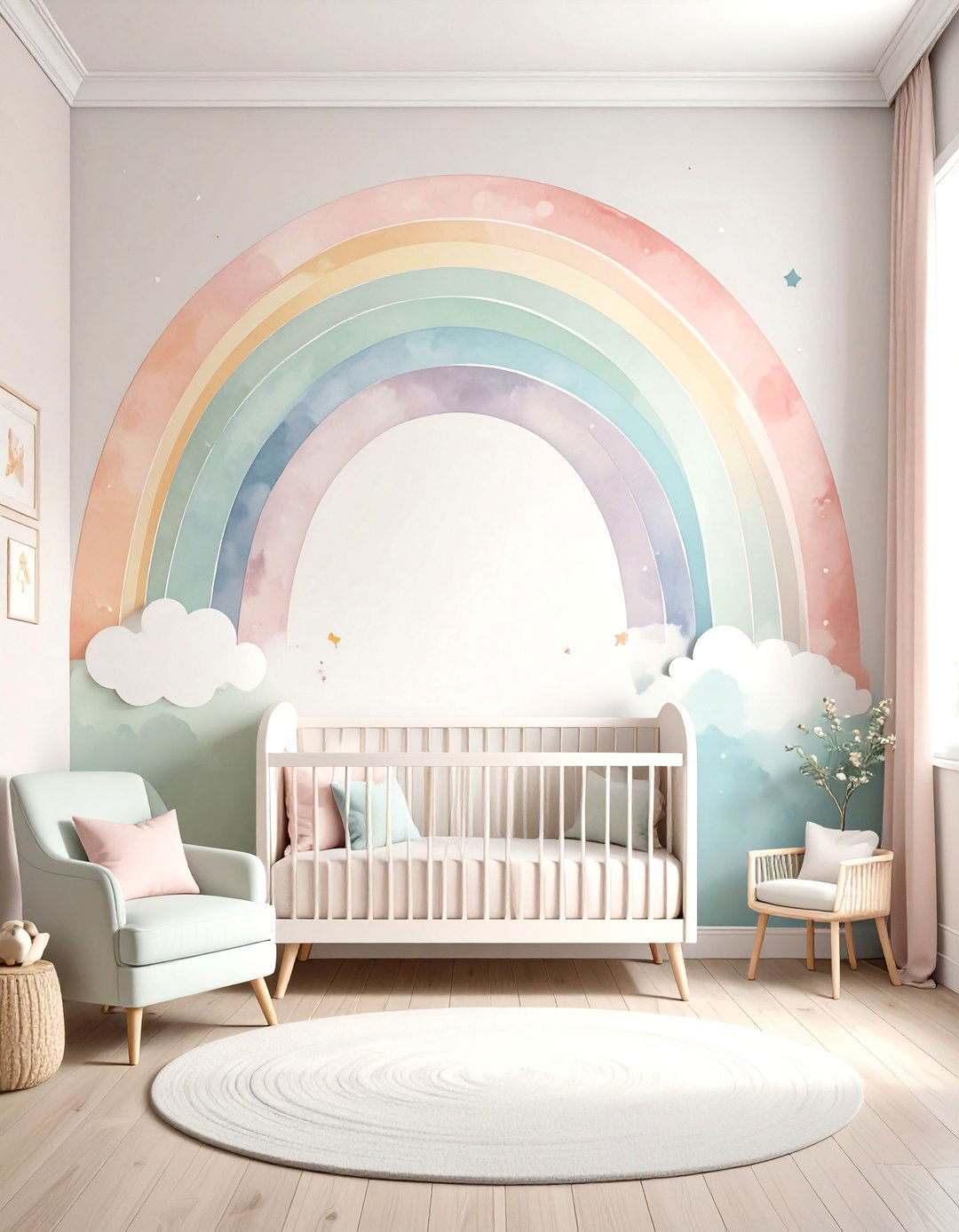 Pastel Rainbow Wall Murals - 24 Rainbow Nursery Ideas