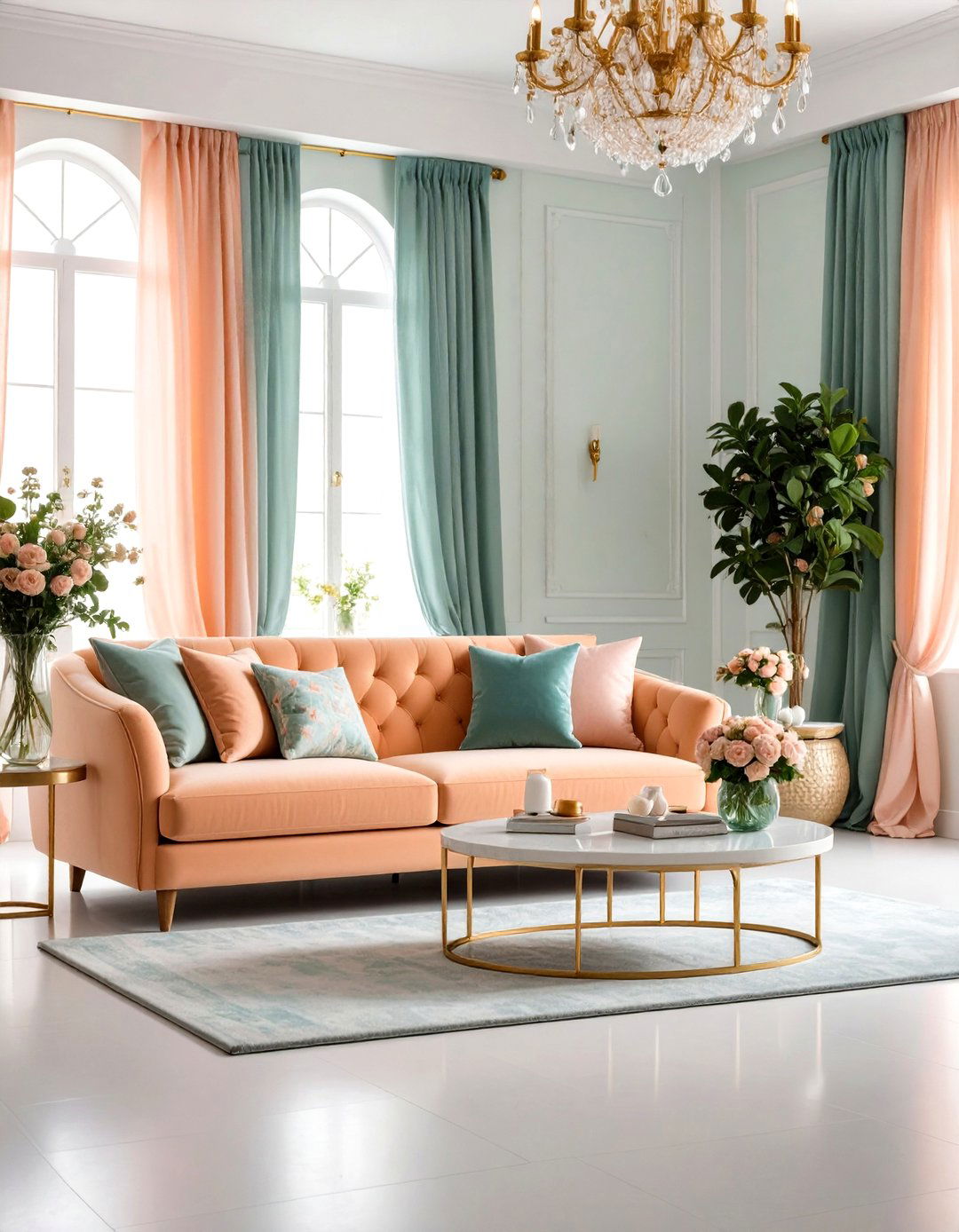 Pastel and Orange Romantic Retreat - 24 Orange Couch Living Room Ideas