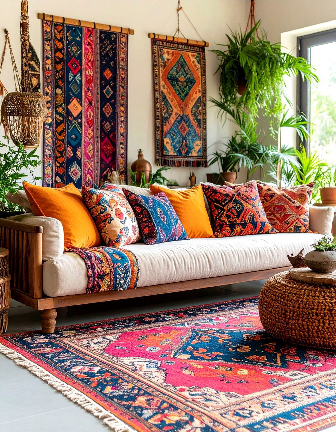 Patchwork Textile Mixing - 24 Gypsy Bohemian Living Room Ideas