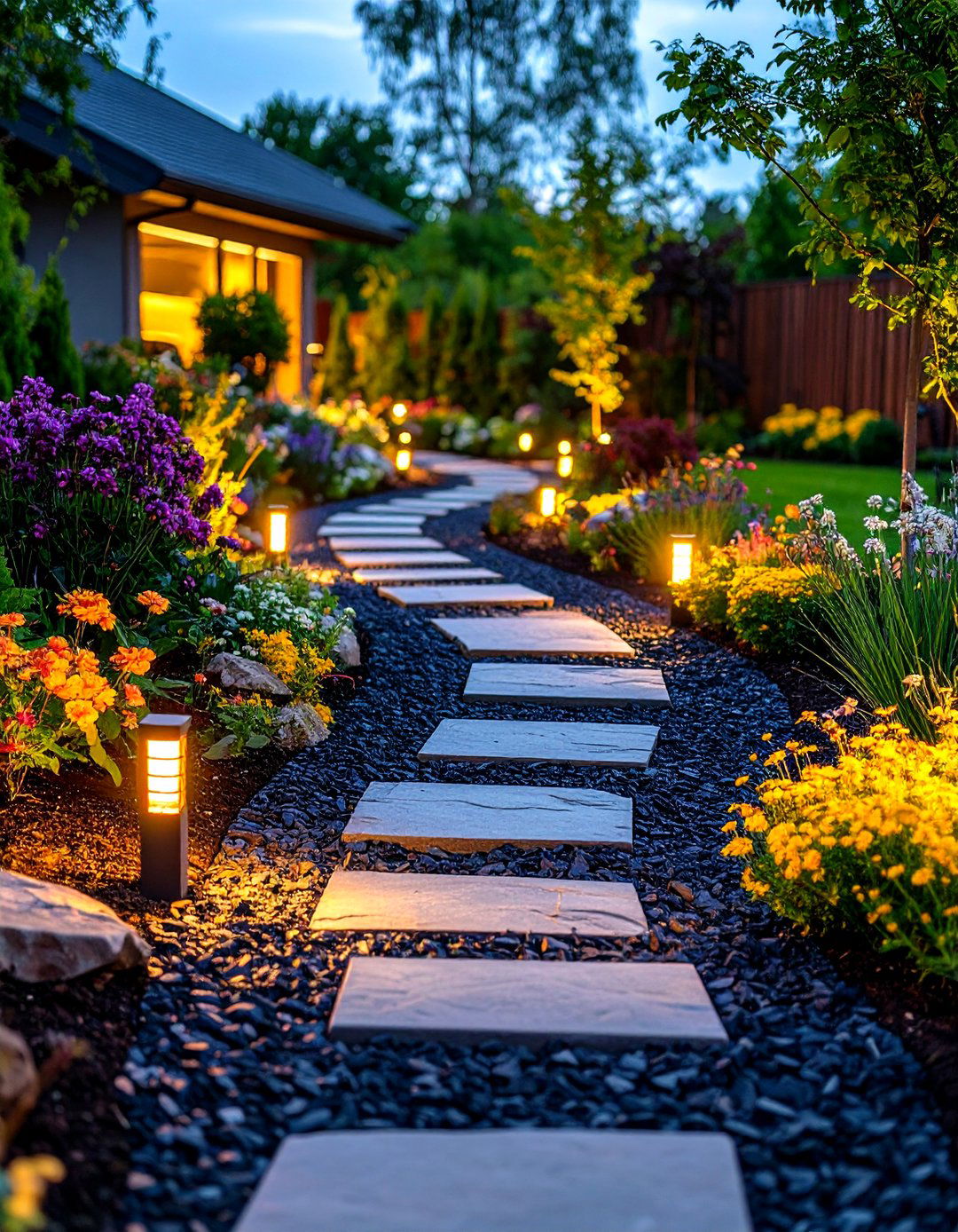 Pathway and Walkway Applications - 24 Black Mulch Landscaping Ideas