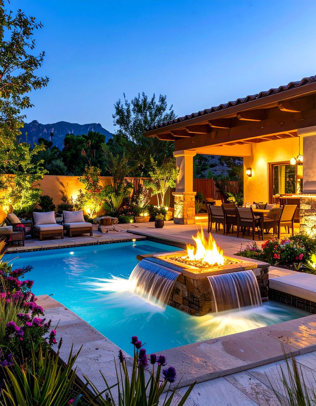 Patio Entertainment Area Waterfall - 24 Pondless Waterfall Design Ideas