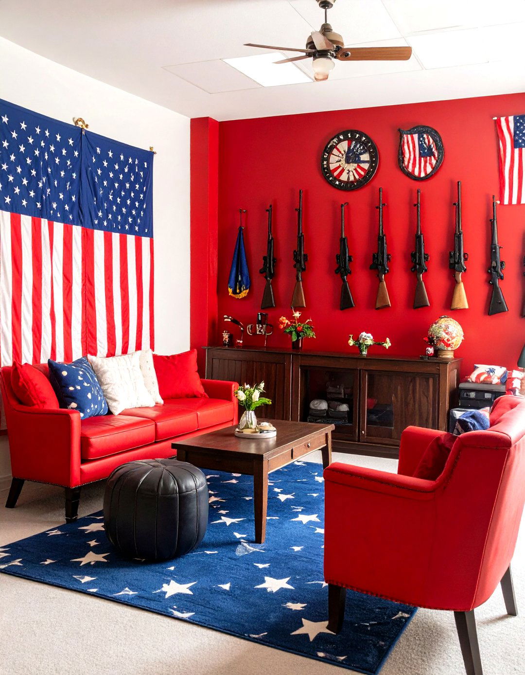 Patriotic Military Tribute Room - 24 Man Cave Gun Room Ideas