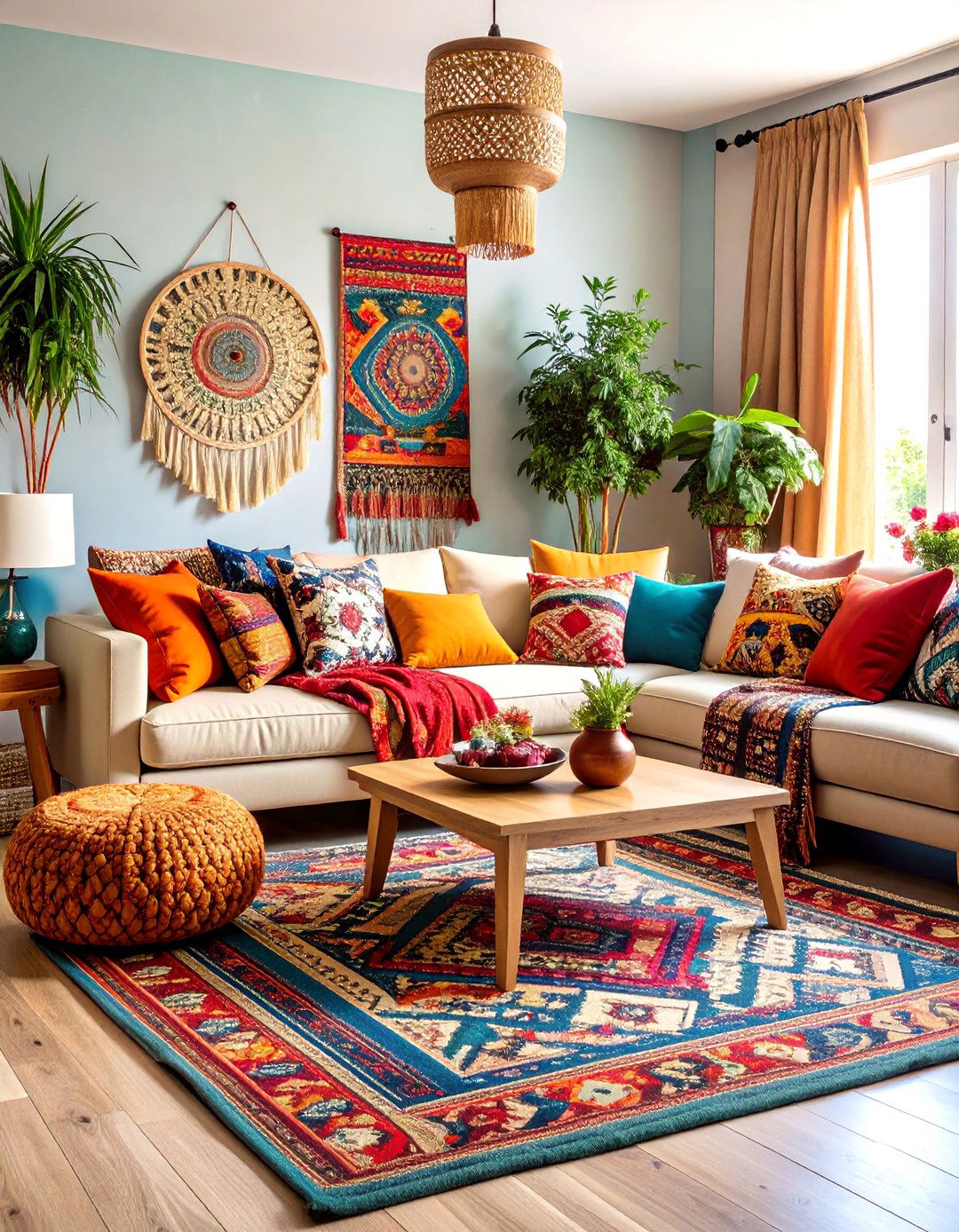 Pattern Mixing Bohemian Living Room - 24 Bohemian Moroccan Living Room Ideas