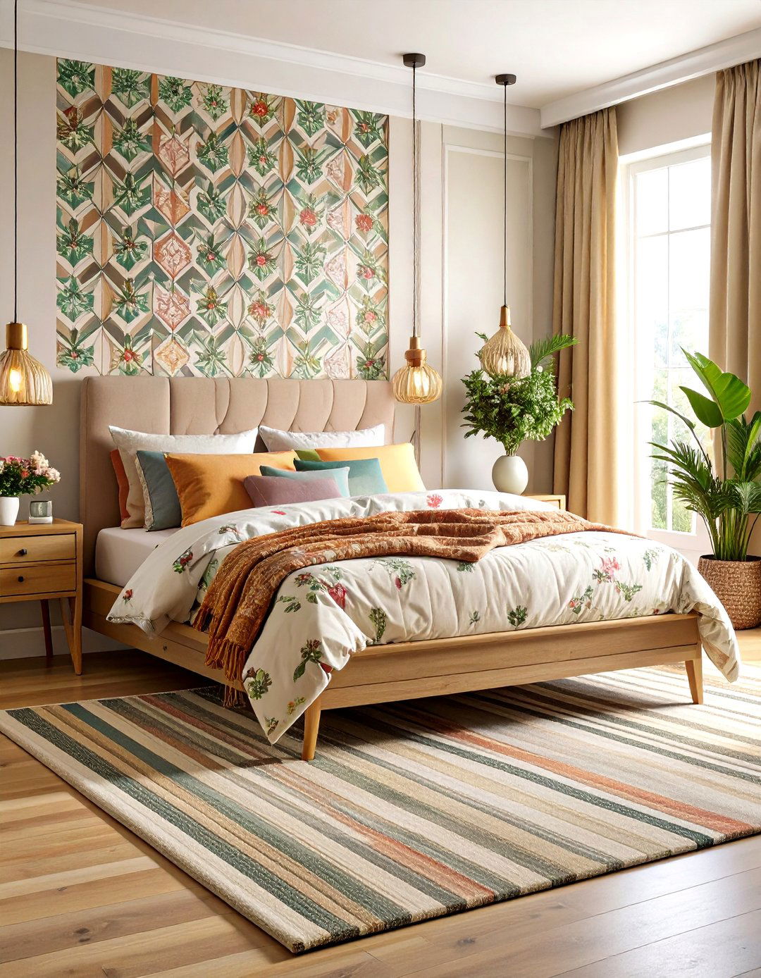 Patterned Beige Bedroom Design - 24 Beige Bedroom Ideas