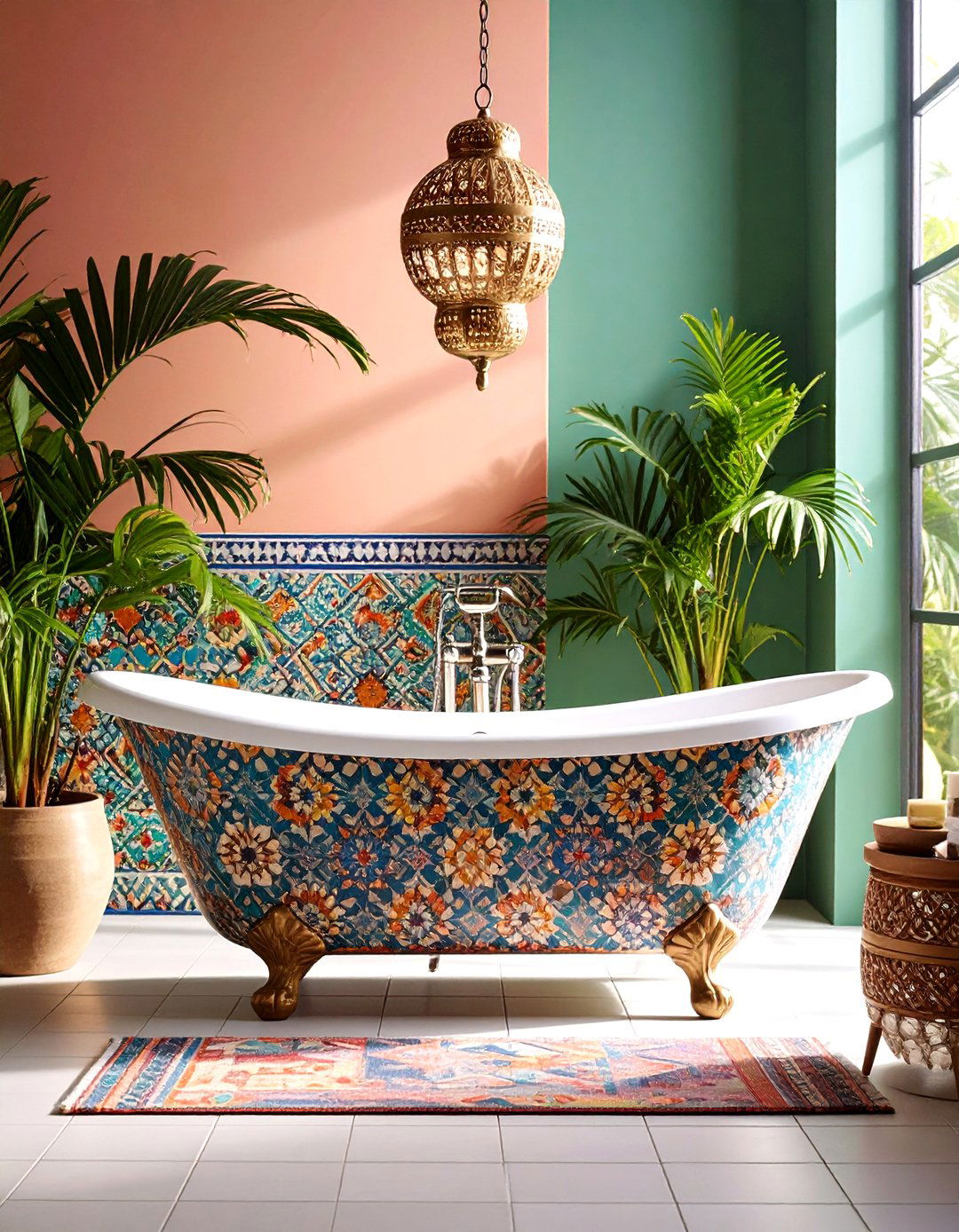 Patterned Ceramic Tile Bathtub Surround - 24 Bathtub Surround Ideas