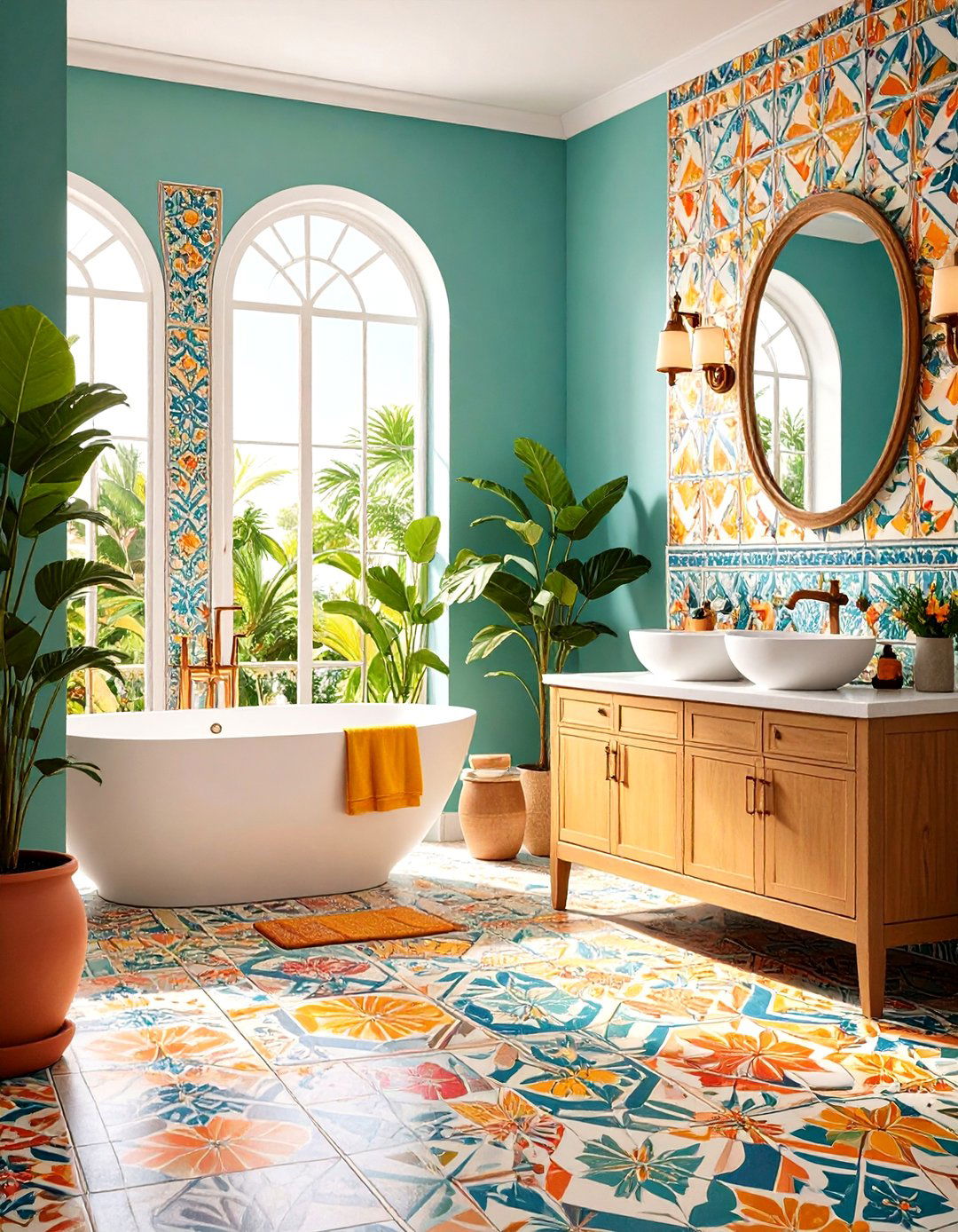 Patterned Encaustic Cement Tiles - 24 Bathroom Flooring Ideas