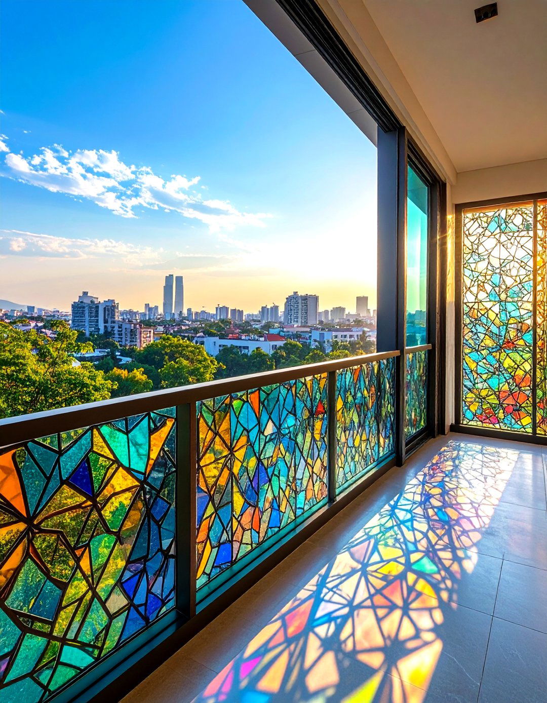 Patterned Glass Privacy Balcony - 24 Glass Balcony Design Ideas