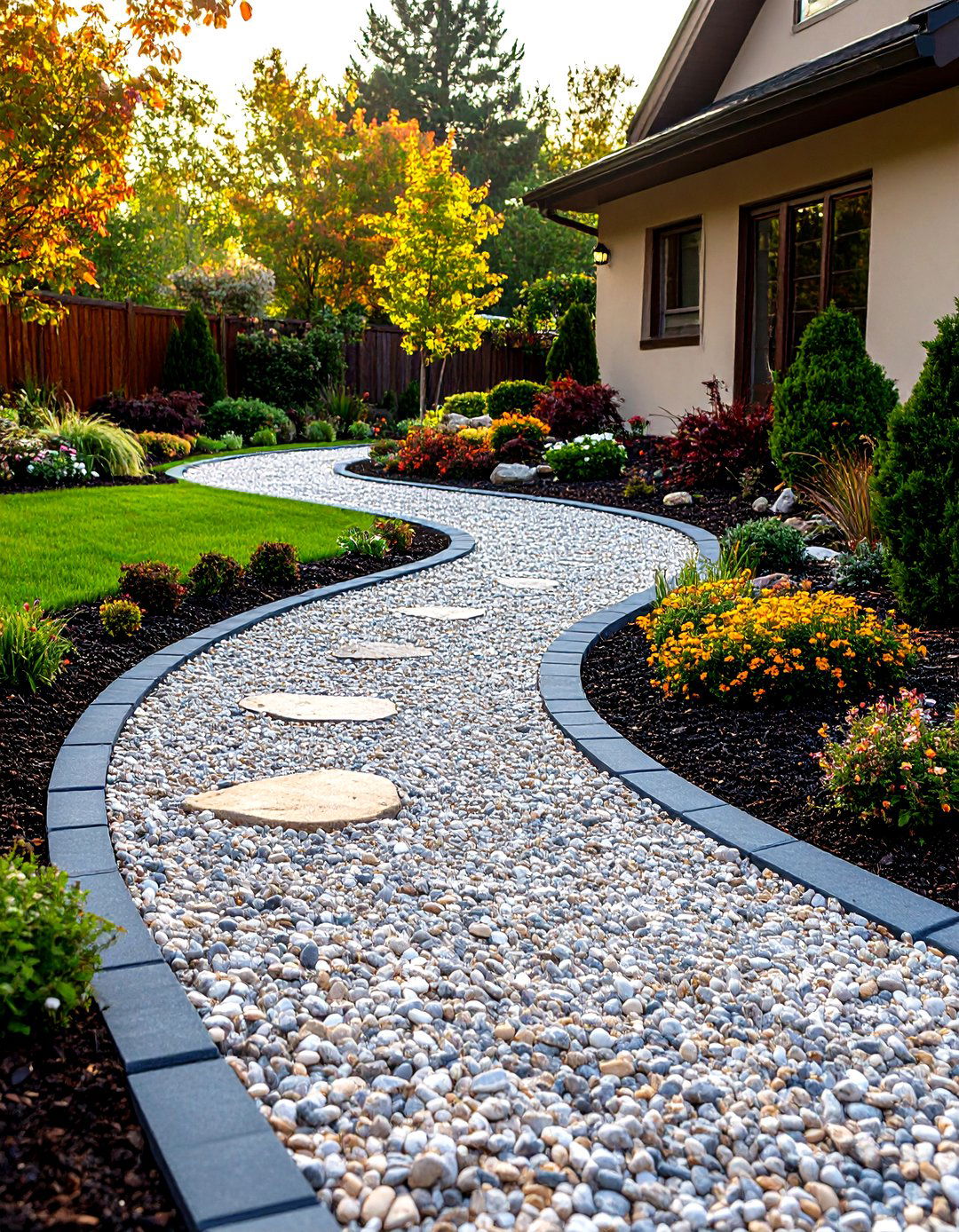 Pea Gravel Pathway Design - 24 Gravel Driveway Ideas