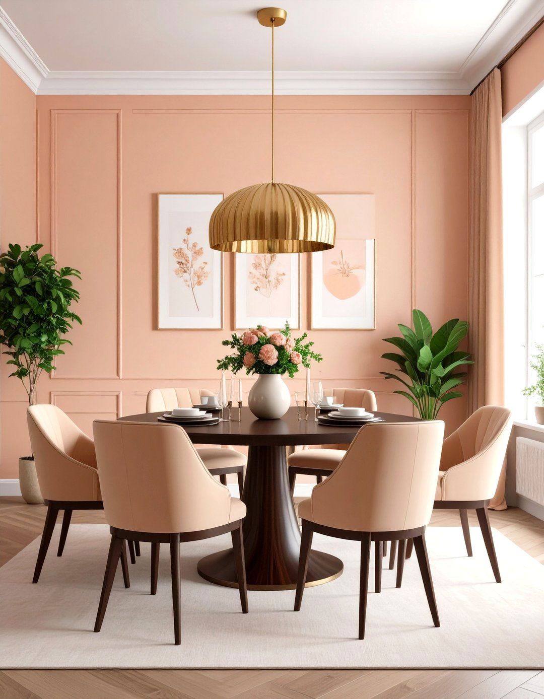 Peach Dining Room Elegance - 24 Pastel Room Ideas