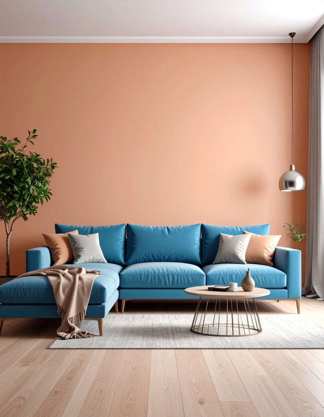 Peach and Blue Soft Serenity - 24 Two Colour Combination for Living Room