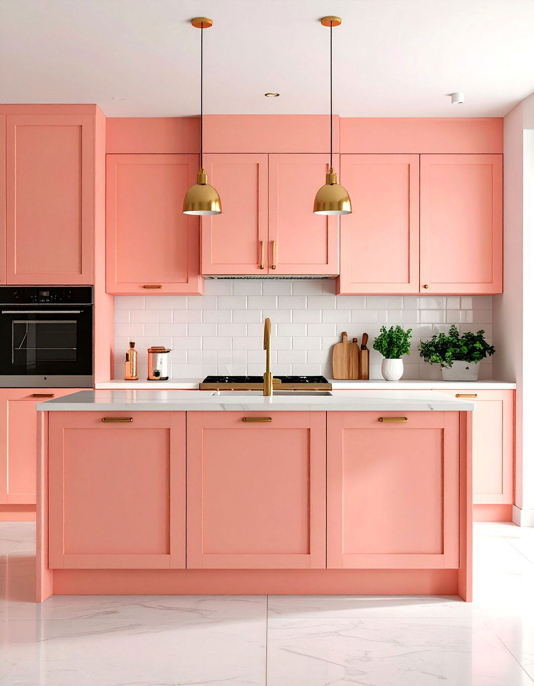 Peachy Pink Kitchen Cabinets - 24 Pastel Room Ideas