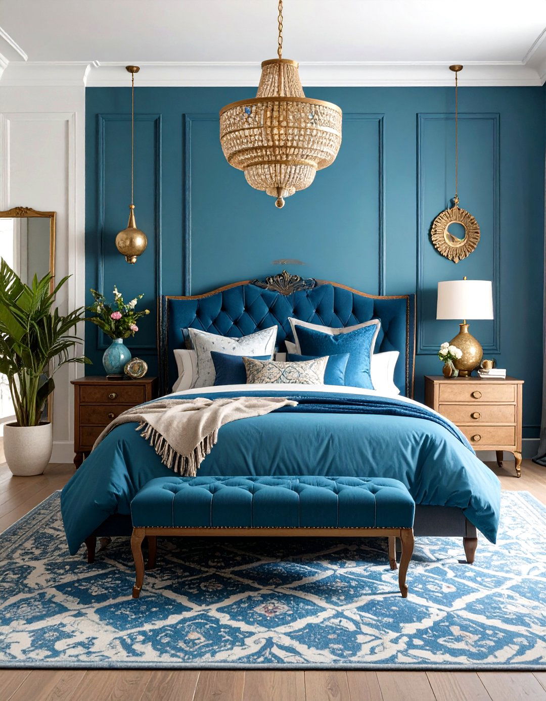 Peacock Blue Eclectic Mix - 24 Moody Blue Bedroom Ideas