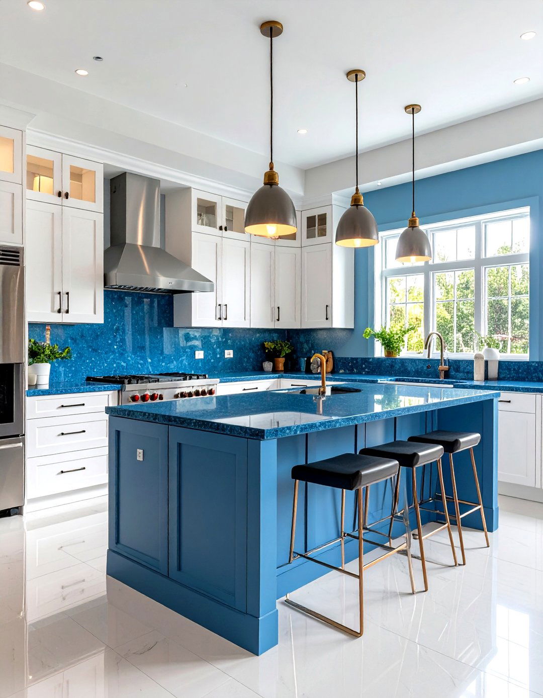 Peacock Blue Granite Gallery Kitchen - 24 kitchens with blue countertops