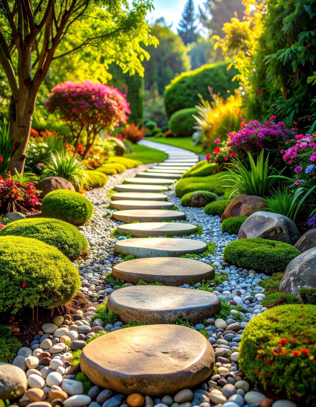 Pebble Mosaic Stepping Stones - 24 Sloped Walkway Ideas
