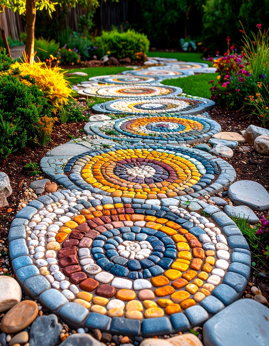 Pebble Mosaic Stepping Stones - 24 Garden Path Ideas