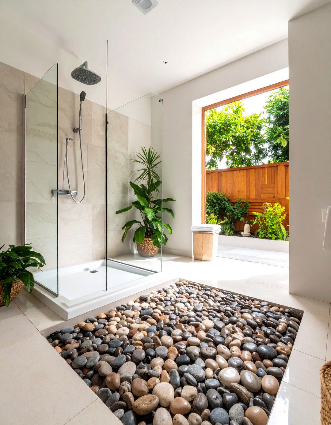 Pebble Stone Spa Sanctuary - 24 Stone Shower Design Ideas