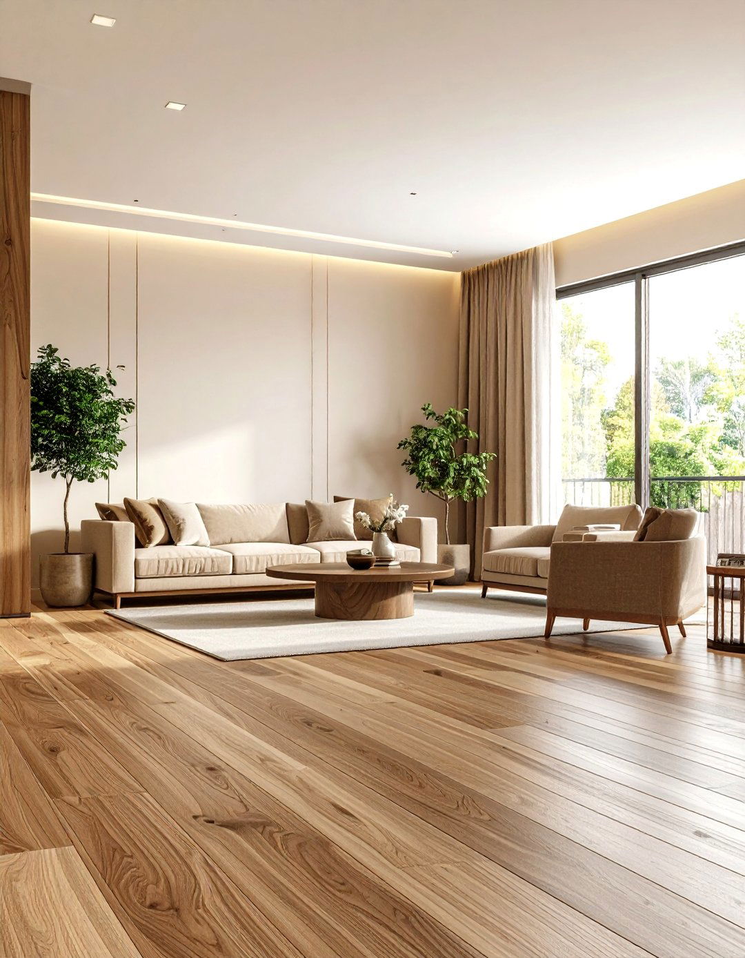 Pecan Floors with Soft Beige Walls - 24 Floor and Wall Color Ideas