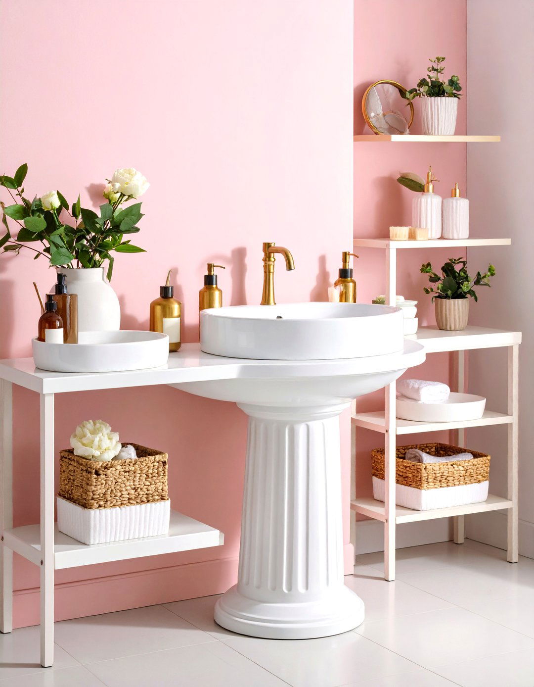 Pedestal Sink Storage Solutions - 24 Bathroom Counter Organization Ideas