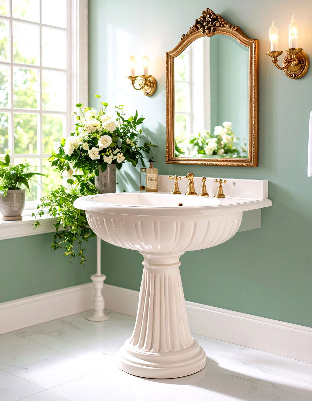 Pedestal Sink Traditional Elegance - 24 Guest Bathroom Ideas