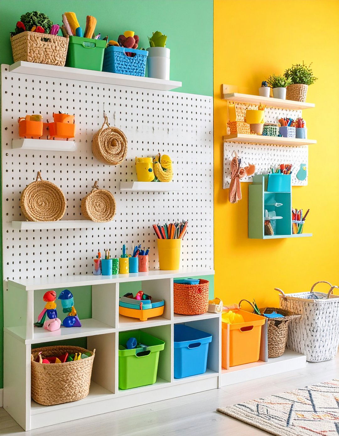 Pegboard Organization Stations - 24 Playroom Storage Ideas