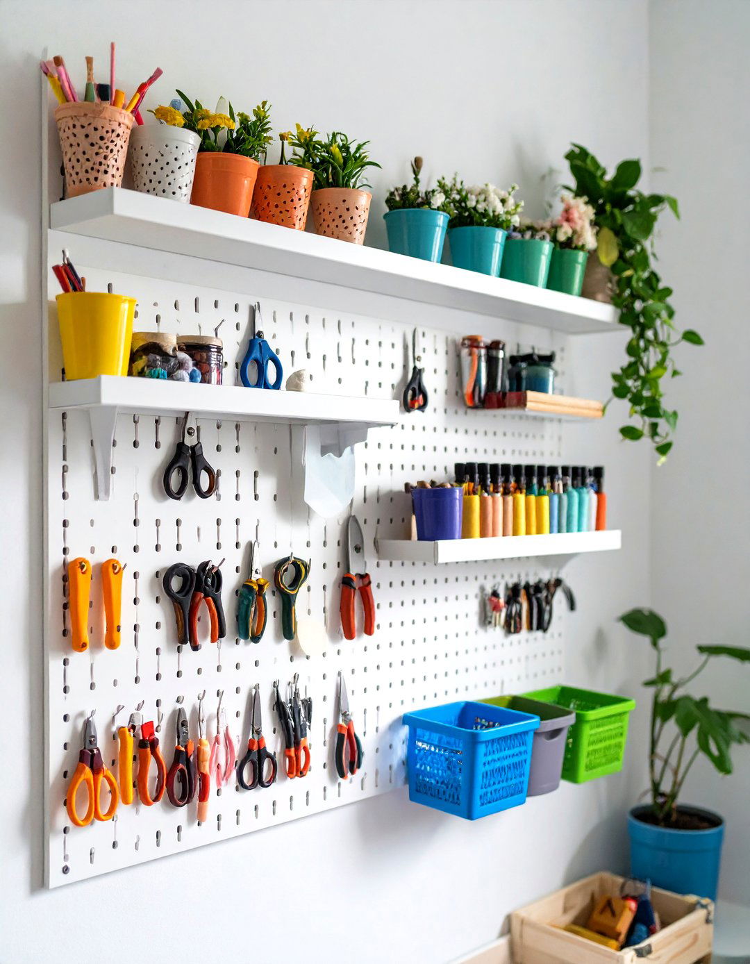 Pegboard Wall Storage System - 24 Small Craft Room Ideas