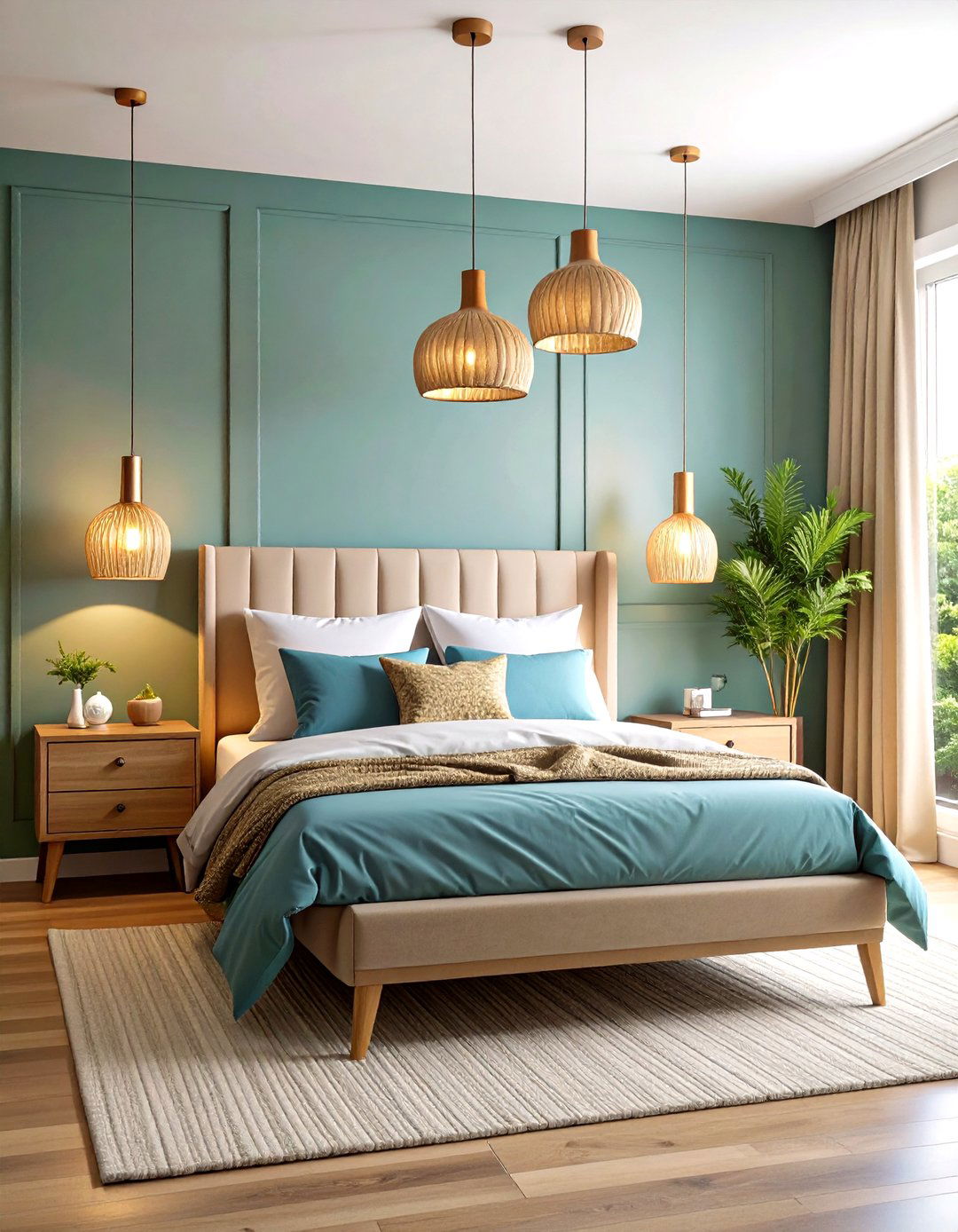 Pendant Lights on Each Side of Bed - 24 Small Bedroom Lighting Ideas