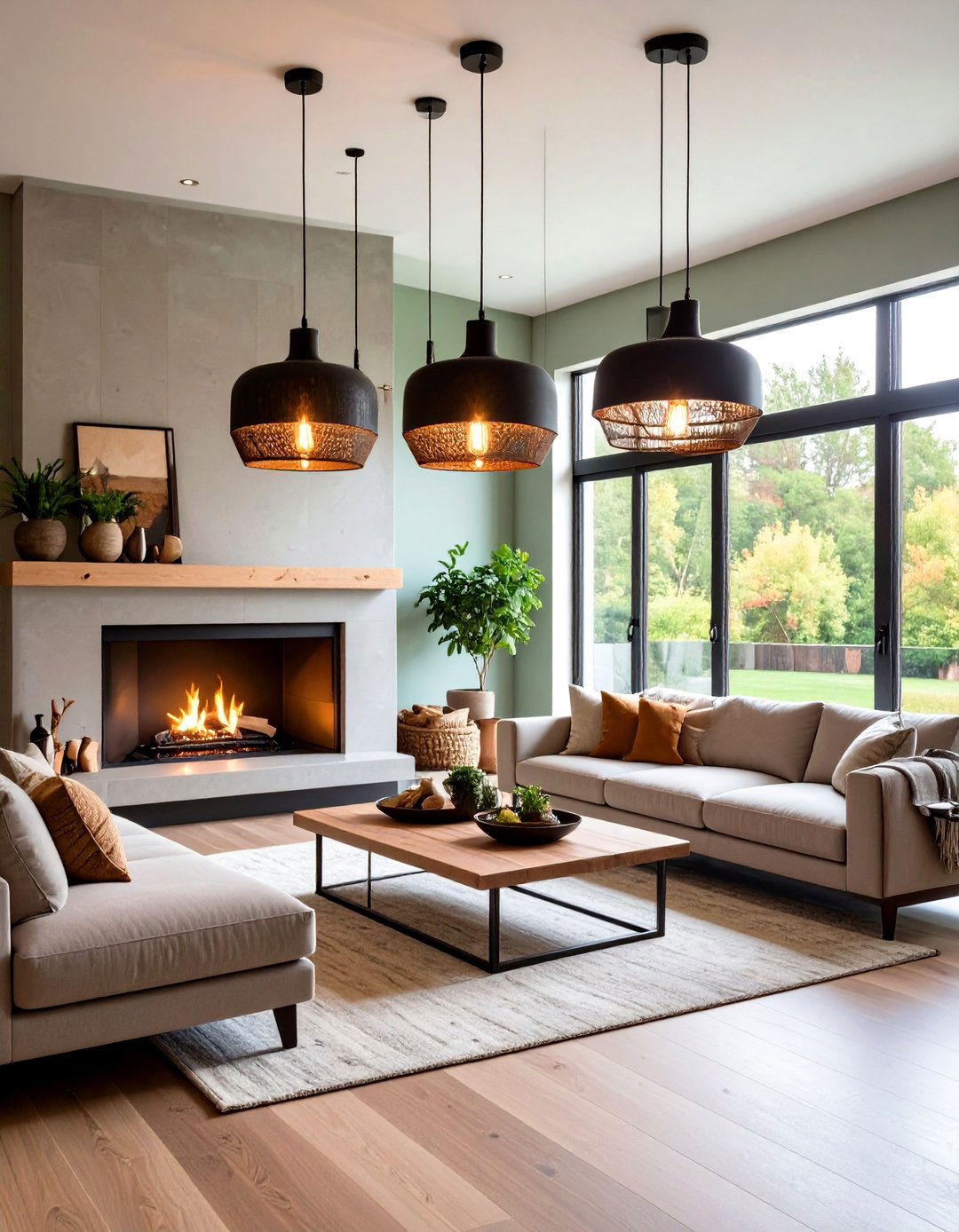 Pendant Statement Lighting - 24 Fireplace Lighting Ideas