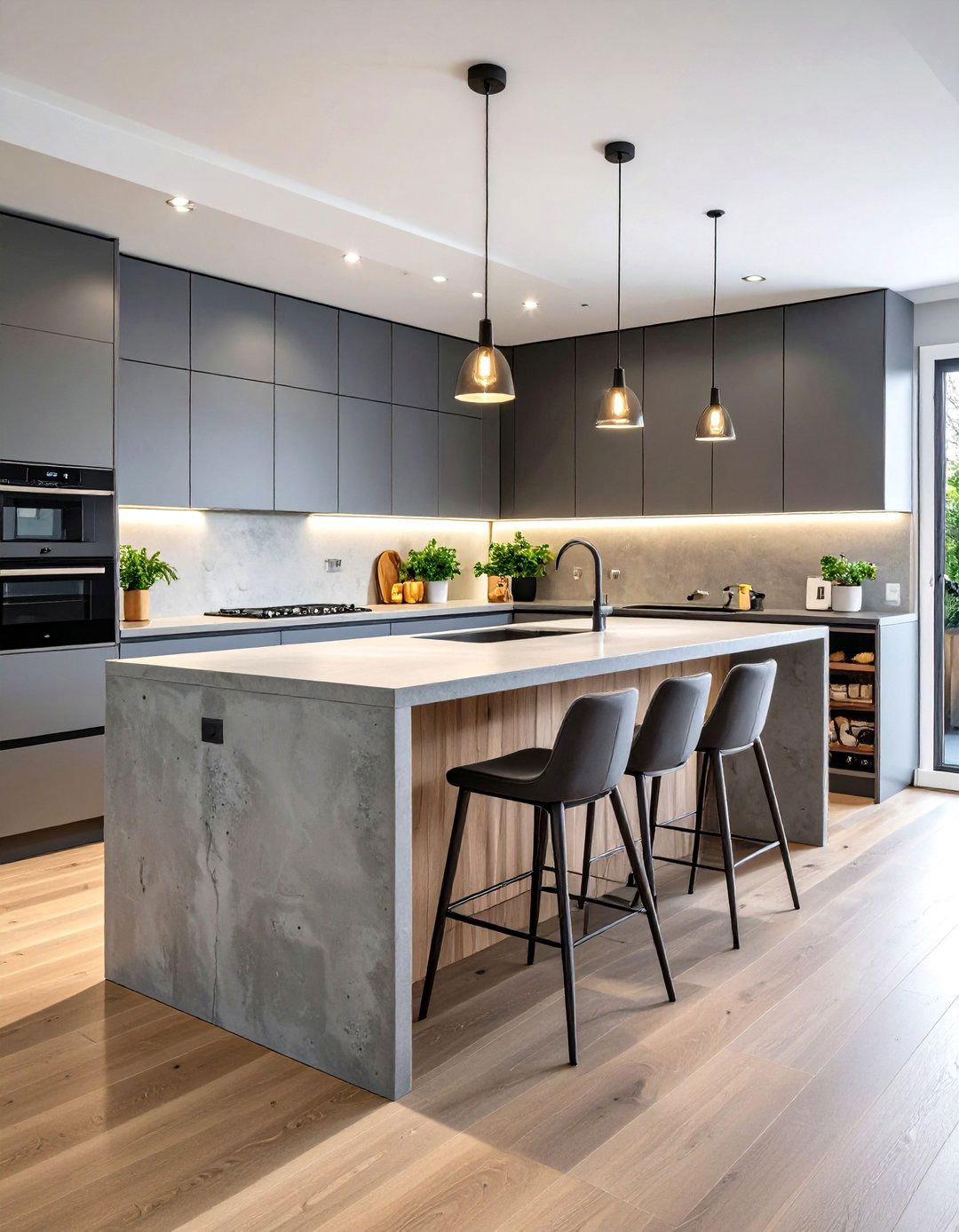 Peninsula Counter Designs - 24 Microcement Kitchen Ideas